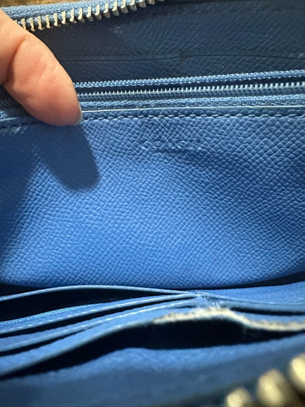 Coach Royal Blue Zip Wallet with Gold Logo - Picture 6 of 8